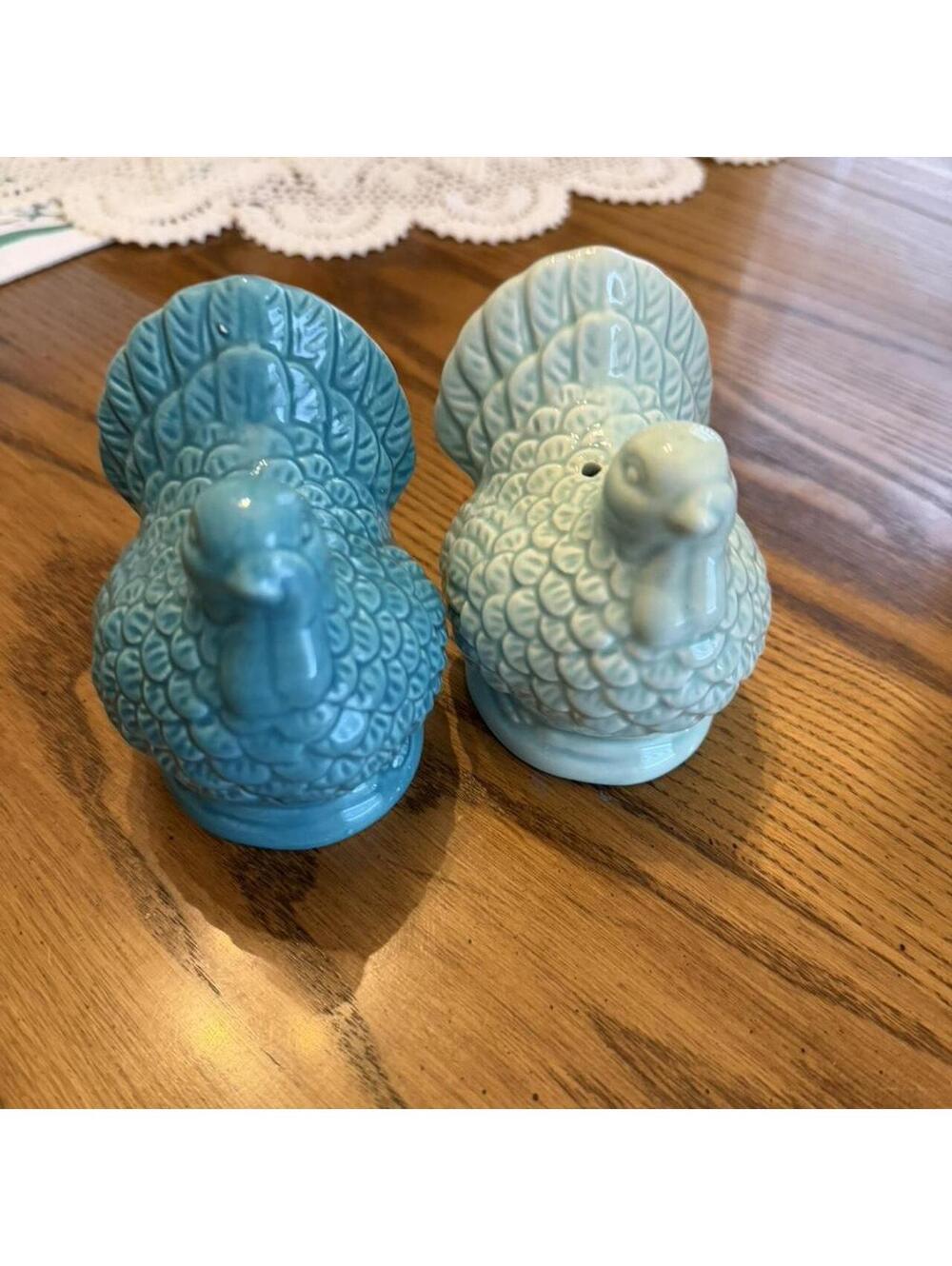 Blue Ceramic Turkey Salt and Pepper shakers